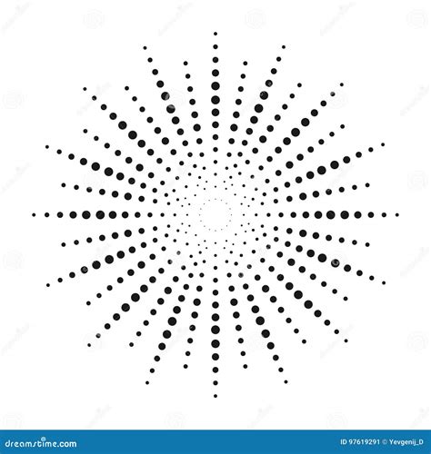 Halftone Effect Dotted Sun Rays Stock Vector Illustration Of Radial