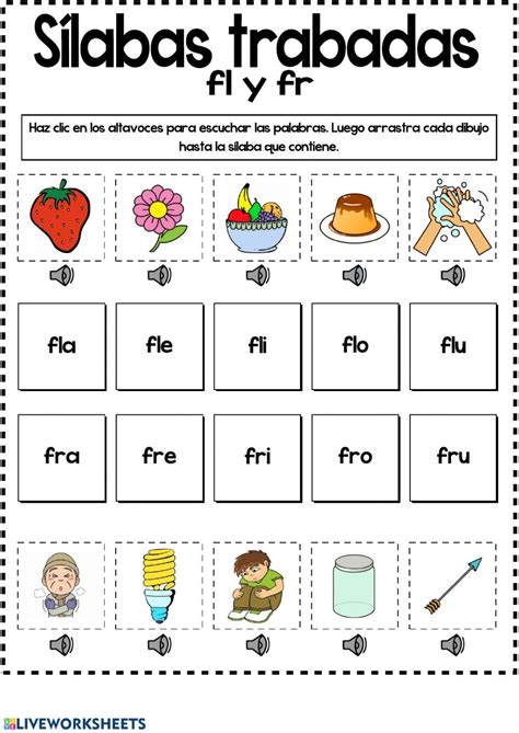 S Labas Trabadas Fl Y Fr Interactive Worksheet Interactive Activities Book Activities