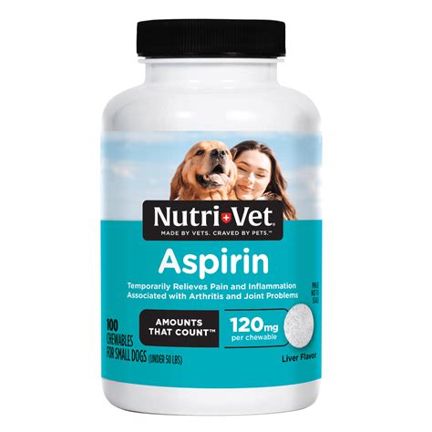 Nutri Vet Chewable K9 Pain Relief Aspirin For Small Dogs 100ct 120mg