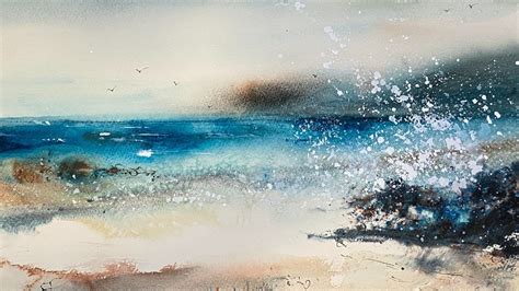 Real Time Atmospheric Abstract Watercolour Seascape Tutorial Youtube