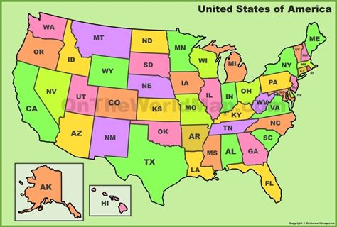 Us State Abbreviations Map