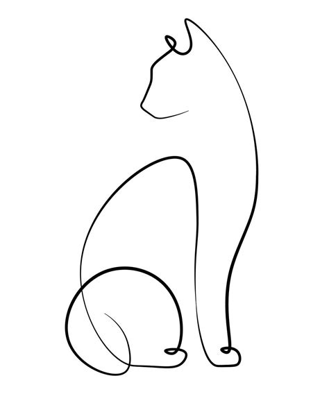 Simple And Minimalist Line Art Of Cat Лайн арт Дизайн кошачьих