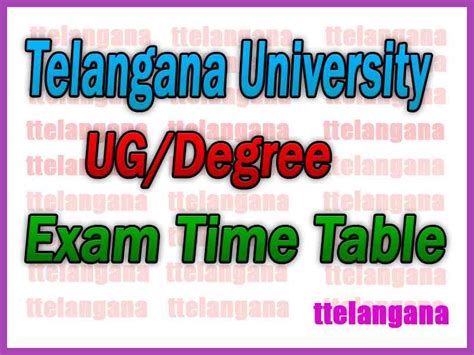Telangana University Ug Advanced Supply Time Table 2024