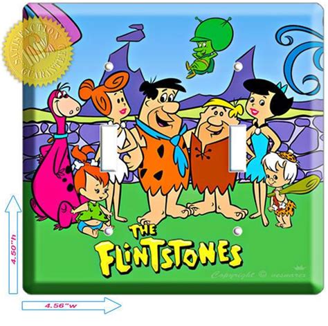 11 99 Fred Wilma Pebbles Flintstones And Barney Betty Rubbles Double Light Switch Plate Ebay