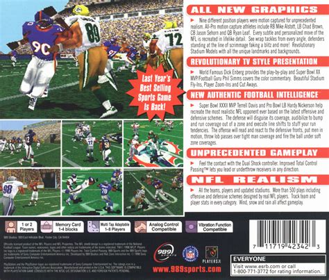 Nfl Gameday 99 1998 Playstation Box Cover Art Mobygames