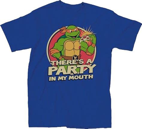 Teenage Mutant Ninja Turtles Theres A Party Adult Royal Blue T Shirt
