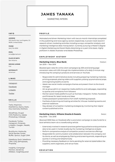 Marketing Intern Resume And Writing Guide 12 Resume Templates 2020