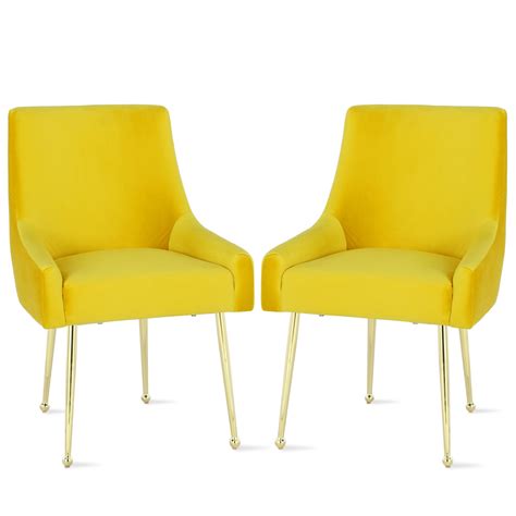 Charles jacobs upholstered dining chair set of 2 81cm h x 48.5cm w x 55.5cm d. Novogratz Huxley Dining Chairs, Mustard Yellow (2-pack ...