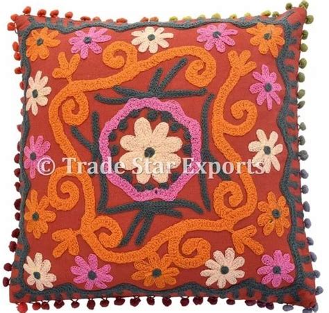 multicolor embroidery square suzani cushion cover size 16 x 16 inches 40 x 40 cms at rs