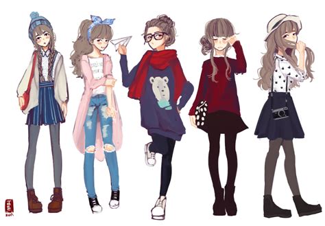 Anime Beautiful Japanese Manga Schoolgirls In Uniform Lolita Style