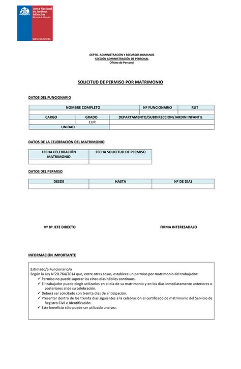 Solicitud De Permiso Por Matrimonio