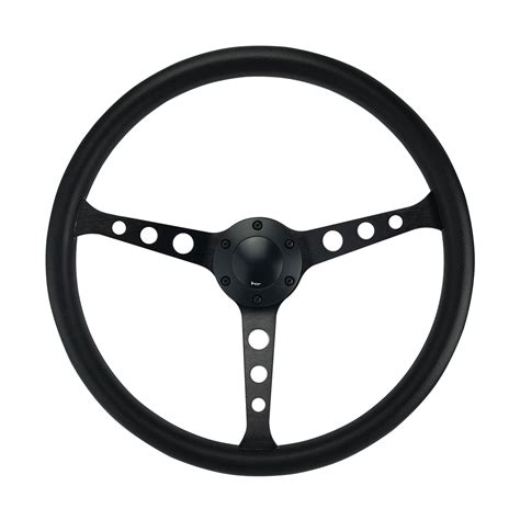 Saas Classic Black Pu Leather Poly Sports Steering Wheel 380mm 15in