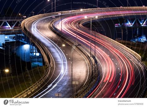 Road Car Light Streaks Night Light Painting Stripes Long Exposure