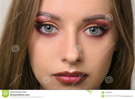 Beautiful Girl Eyes With Bright Evening Make Up Stock Photo Image Of