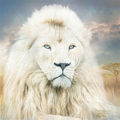 White Lion Spirit Of Goodness Mixed Media By Carol Cavalaris Fine