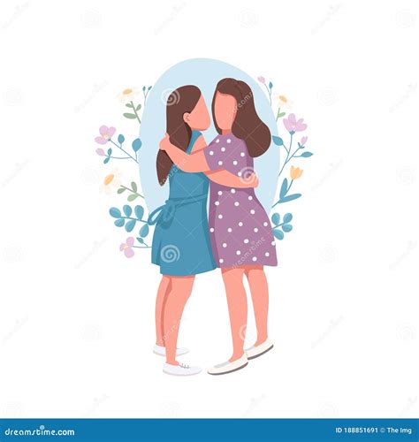Lesbian Couple Flat Concept Vector Illustration Stock Vector