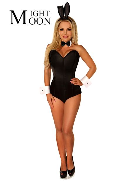 moonight rabbit costume night club black sexy bunny bodysuit jumpsuit cosplay halloween costumes