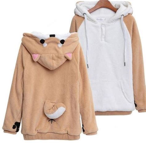 Harajuku Japanese Kawaii Doge Shiba Inu Hoodie Coat Sweater Plush