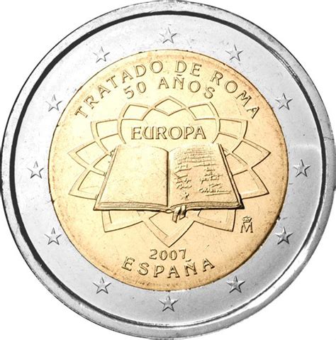2 Euro Coin 50th Anniversary Of The Treaty Of Rome Spain 2007