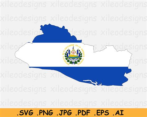 El Salvador Flag Map Svg Salvadorian Country Nation Map Flag Etsy