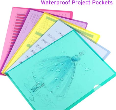 Sooez 25 Pack Clear Document Folder Project Pockets Clear Plastic