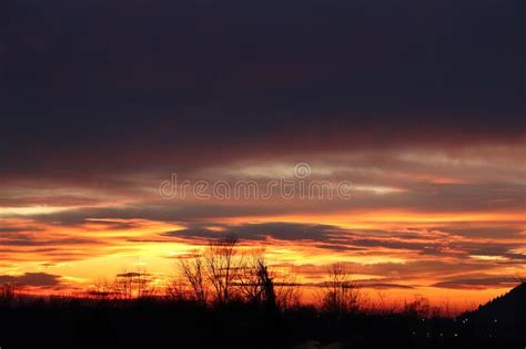 Dramatic Sunset Cloudy Sky Stock Image Image Of Cloud 174244165