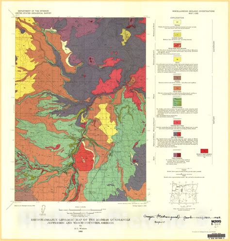 Map Reconnaissance Geologic Map Of The Madras Quadrangle Jefferson
