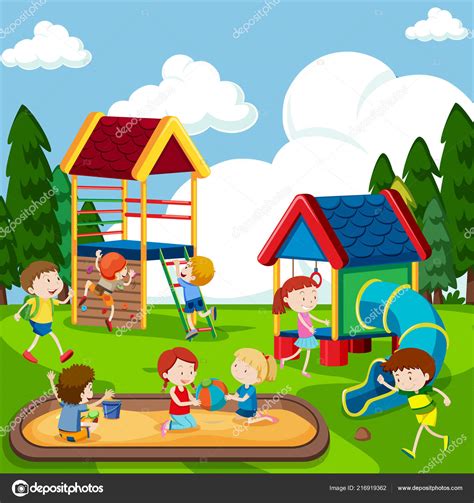 Children Playing Playground Illustration Stock Vector By ©blueringmedia