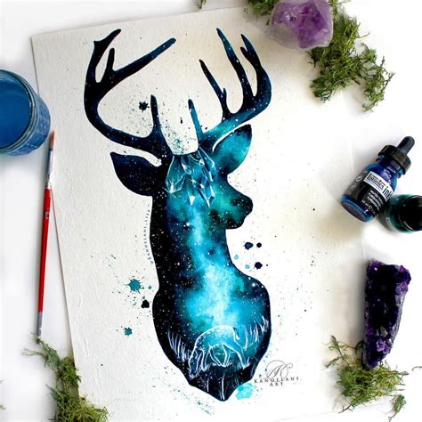 Galaxy Watercolor Deer Painting From Kanoelanilife On Instagram