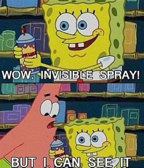 spongebob saying it s not possible to use an invisible spray