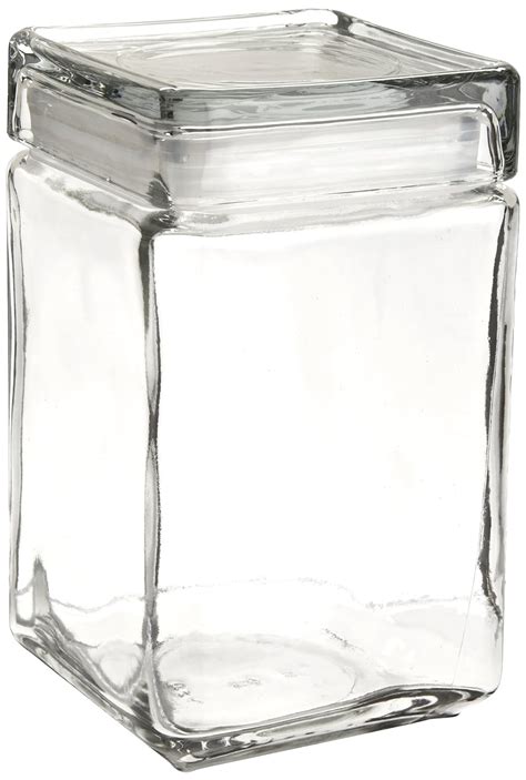 Oneida 85588r Stackable Square Glass Jar Wglass Lid 15 Qt Clear