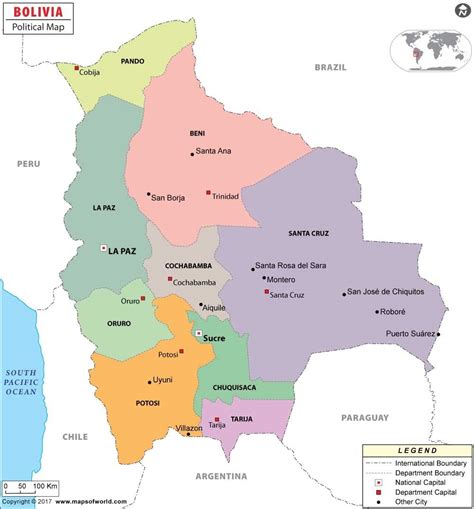 Political Map Of Bolivia Laminated 36 W X 38 87 H Amazon Ca