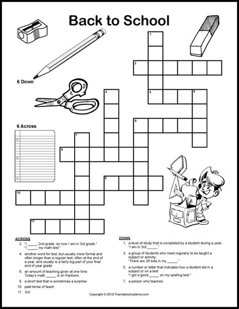 Back To School Crossword Puzzles Free Printable Crossword Puzzles