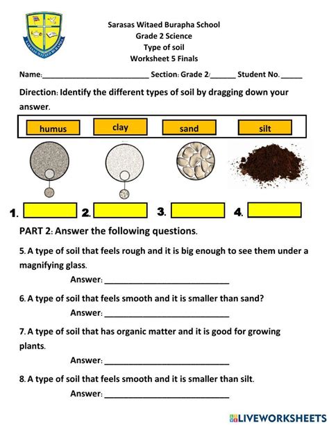 Worksheet 5 Types Of Soil Worksheet Live Worksheets