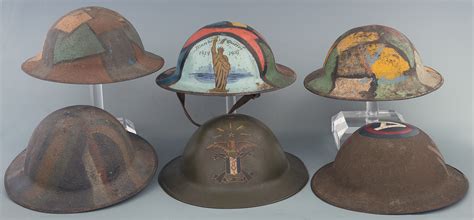 Grouping Of World War I Brodie Style Trench Art Helmets