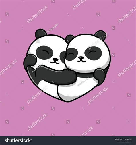 Cute Panda Couple Love Cartoon Vector 库存矢量图（免版税）2114541725 Shutterstock