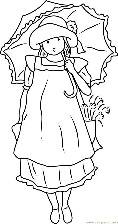 Explore our vast collection of coloring pages. Holly Hobbie with Umbrella Coloring Page - Free Holly ...