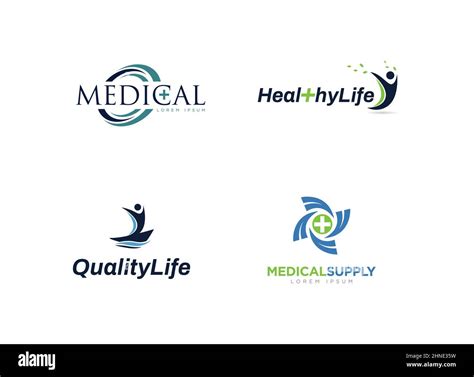 Modern Health Medical Logo Design Symbol Collection Stock Vector Image