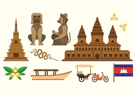 Set Of Cambodia Icon 162364 Vector Art At Vecteezy