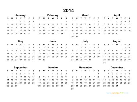2014 Calendar - Blank Printable Calendar Template in PDF Word Excel