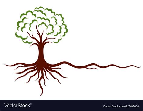 Tree Symbol With Roots Royalty Free Vector Image