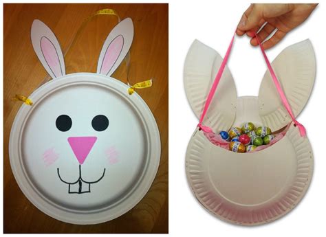 Paper Plate Bunny Basket Quick And Easy Preschool Craft