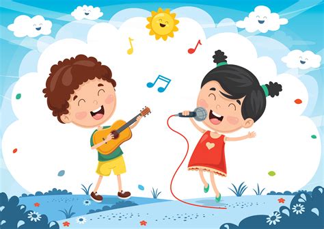 Kids Playing Music And Singing 690671 Vector Art At Vecteezy