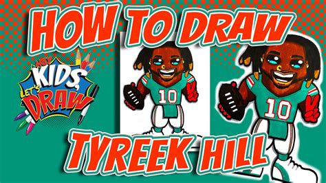 How To Draw Tyreek Hill For Kids Miami Dolphins Football Youtube