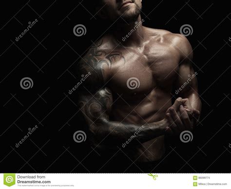 Strong Athletic Man Showes Naked Muscular Body Stock Photo Image Of