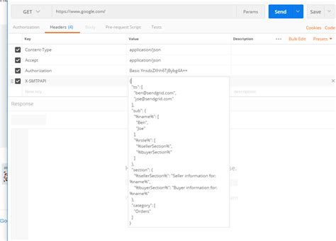 Rest How Can I Add A Large Json Object To A Header In Postman