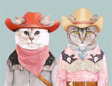 Cowboy Cats Poster By Animalcrew Redbubble In 2020 Cat Art Print
