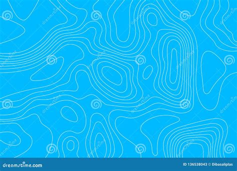 Topographic Map Of White Lines On A Blue Background Stock Vector