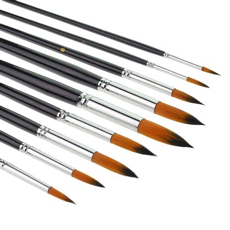 Buy 9pcs Round Pointed Tip Pony Hair Artists Filbert Paintbrushes