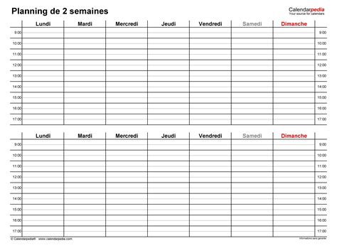 Planning Semaine